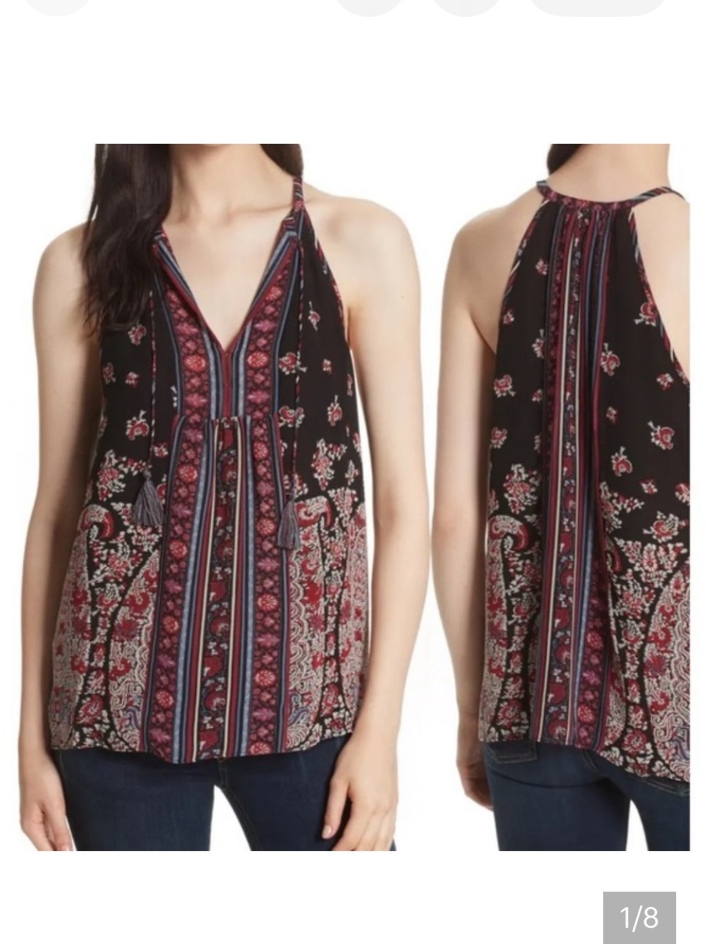 JOIE - Shara B Boho Print Silk Top size XS